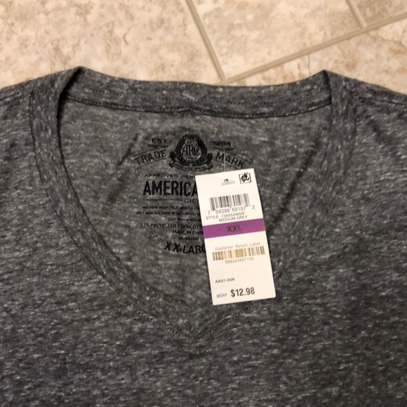 American Rag Men’s V-Neck Tee - Heather Gray - XXL - Picture 2 of 2